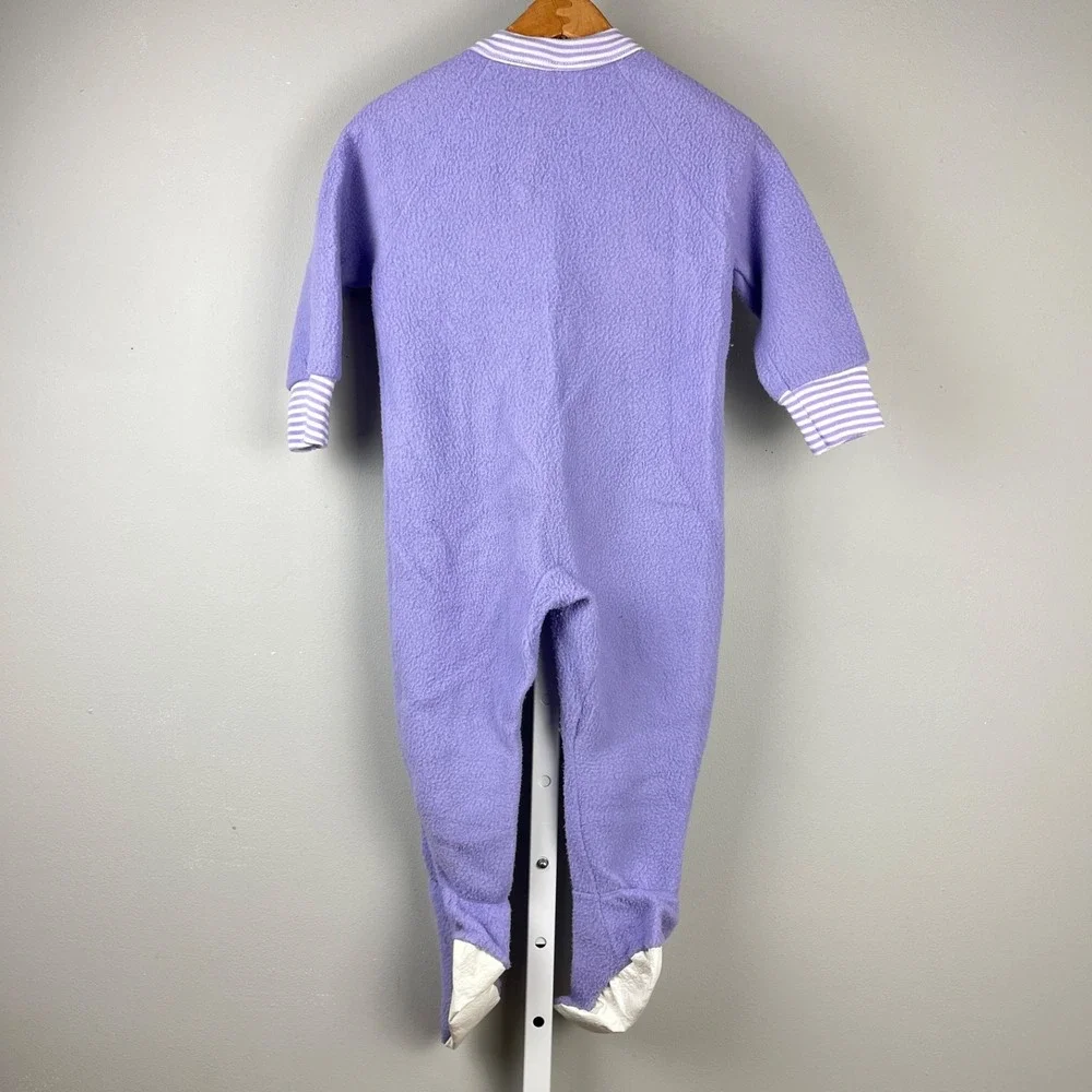 Vintage‎ Dr. Denton Footy Pajamas Girls Size 4 Purple Rainbow Bear One Piece PJs